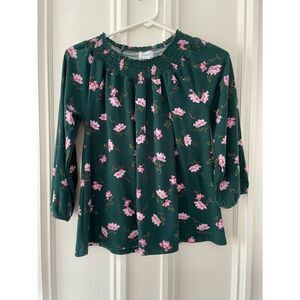 Old Navy dark green and pink floral off- shoulder top L